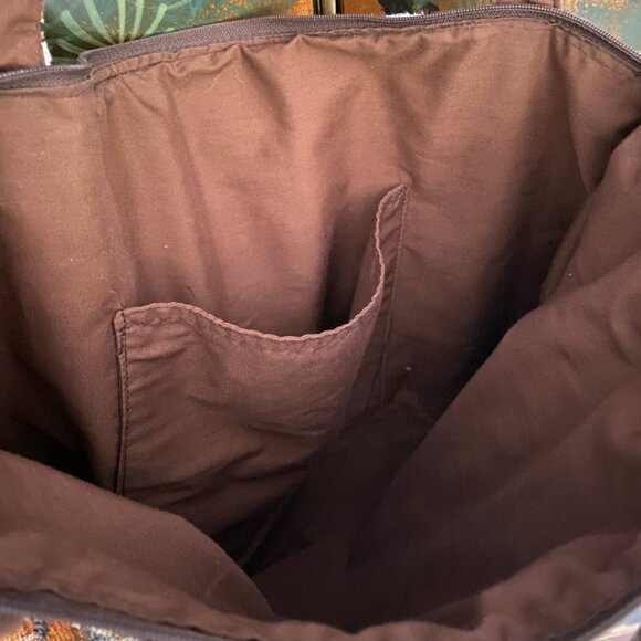 Vintage 90s Cat Tapestry Tote Bag Handbag Zipper pockets & Closure - Picture 6 of 6